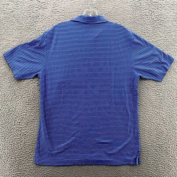 J. McLaughlin Polo Shirt Mens Medium Blue Striped Golf Preppy Tennis core Sports - Picture 5 of 9